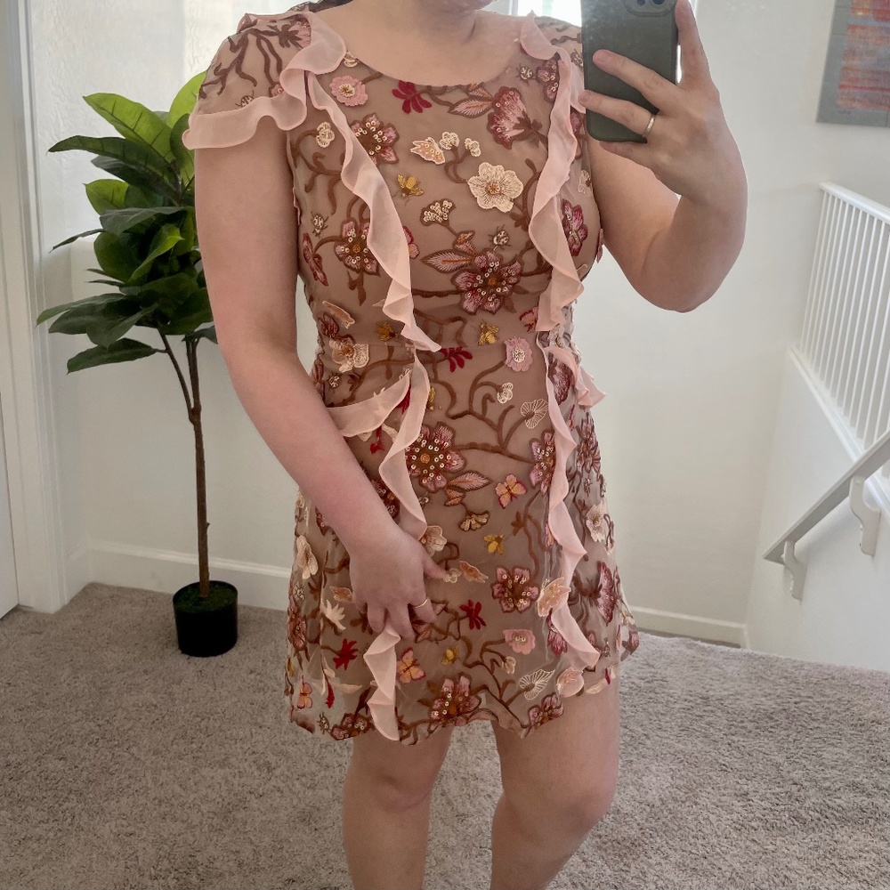 Botanic Butterflies Butterfly Bug Sequin Flutter Coquette Trendy Hip Mini Dress
